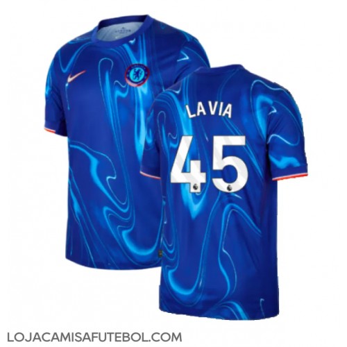 Camisa de Futebol Chelsea Romeo Lavia #45 Equipamento Principal 2024-25 Manga Curta